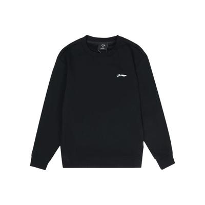 Li-Ning Pulôver sem capuz esportivo casual confortável moletom de gola careca masculino AWDE252-1