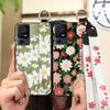Lanyard Anti-knock Phone Case For TCL 40SE/T610K Dirt-resistant Flower Silicone Protective Ring Oil Painting Shockproof