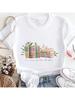 Wounisex Of The Bible Lady's T-Shirt Floral Book Stack Printed Short Sleeved Basic O-Neck Female Summer Fashion Girl's Tee