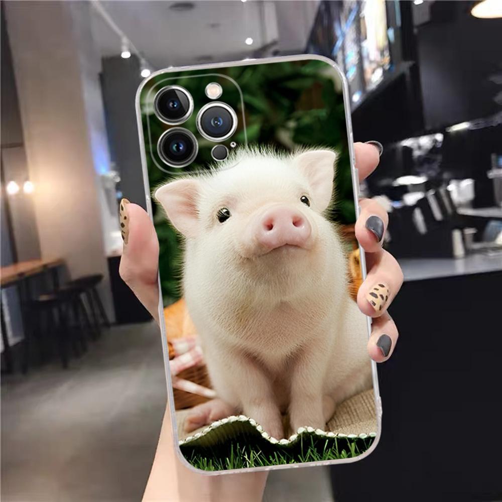 Cute little Pink Pig Phone Case For iPhone 15 14 11 12 13 Mini Pro XS Max Cover 6 7 8 Plus X XR SE 2020 Funda Shell