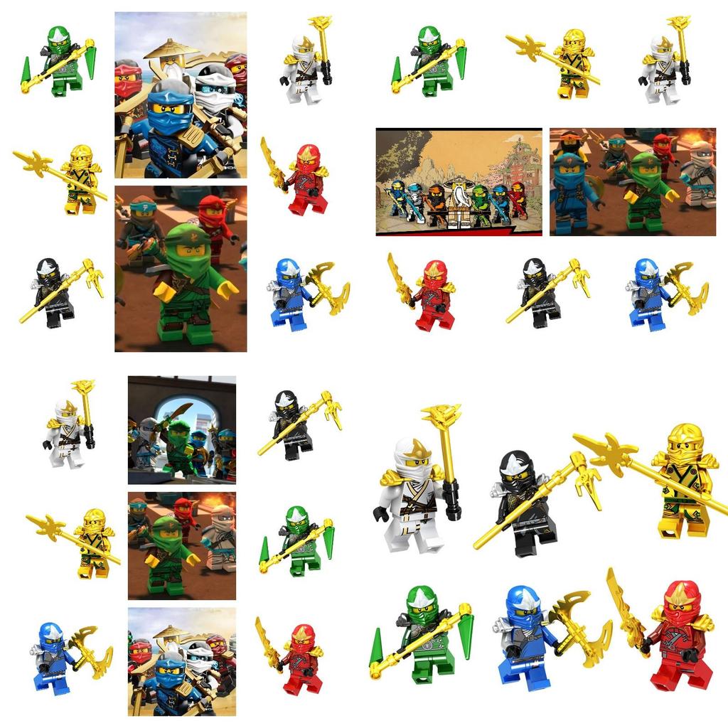 סט צעצועי קוביות בנייה נינג'ה זהובות לילדים כולל 38 חתיכות של קוביות ABS קטנות