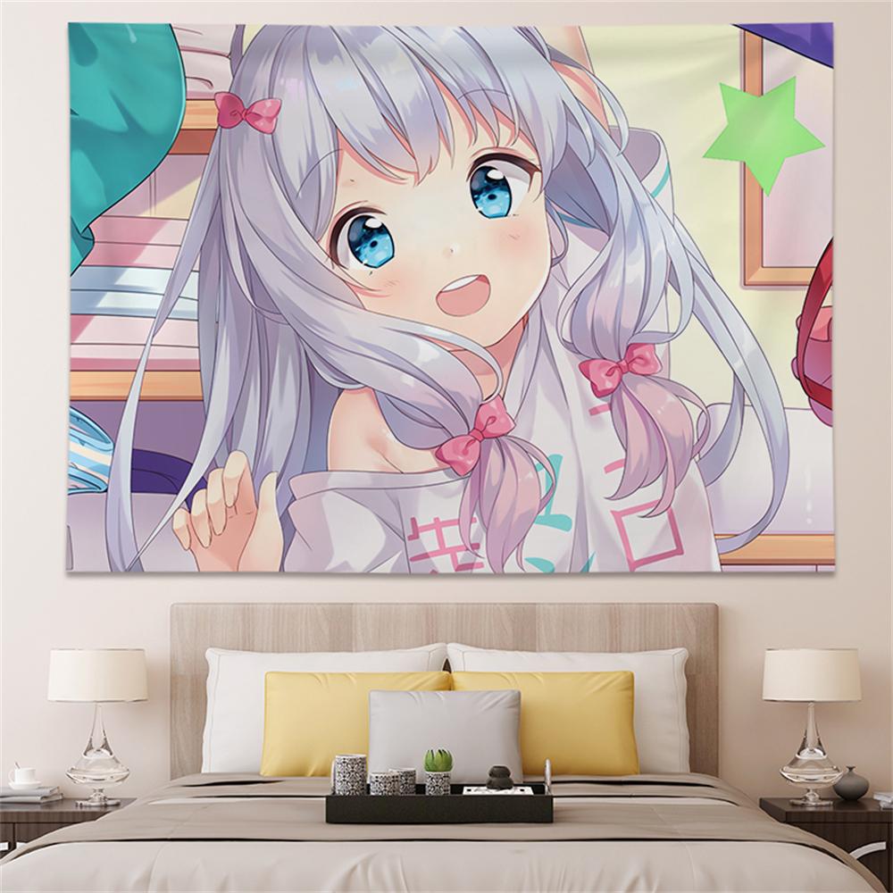 Anime Tapestry Kawaii Beautiful Girl Literature Room Decoration Wall Hanging Pink Tapestry Teen Room Background Wall Tapestry