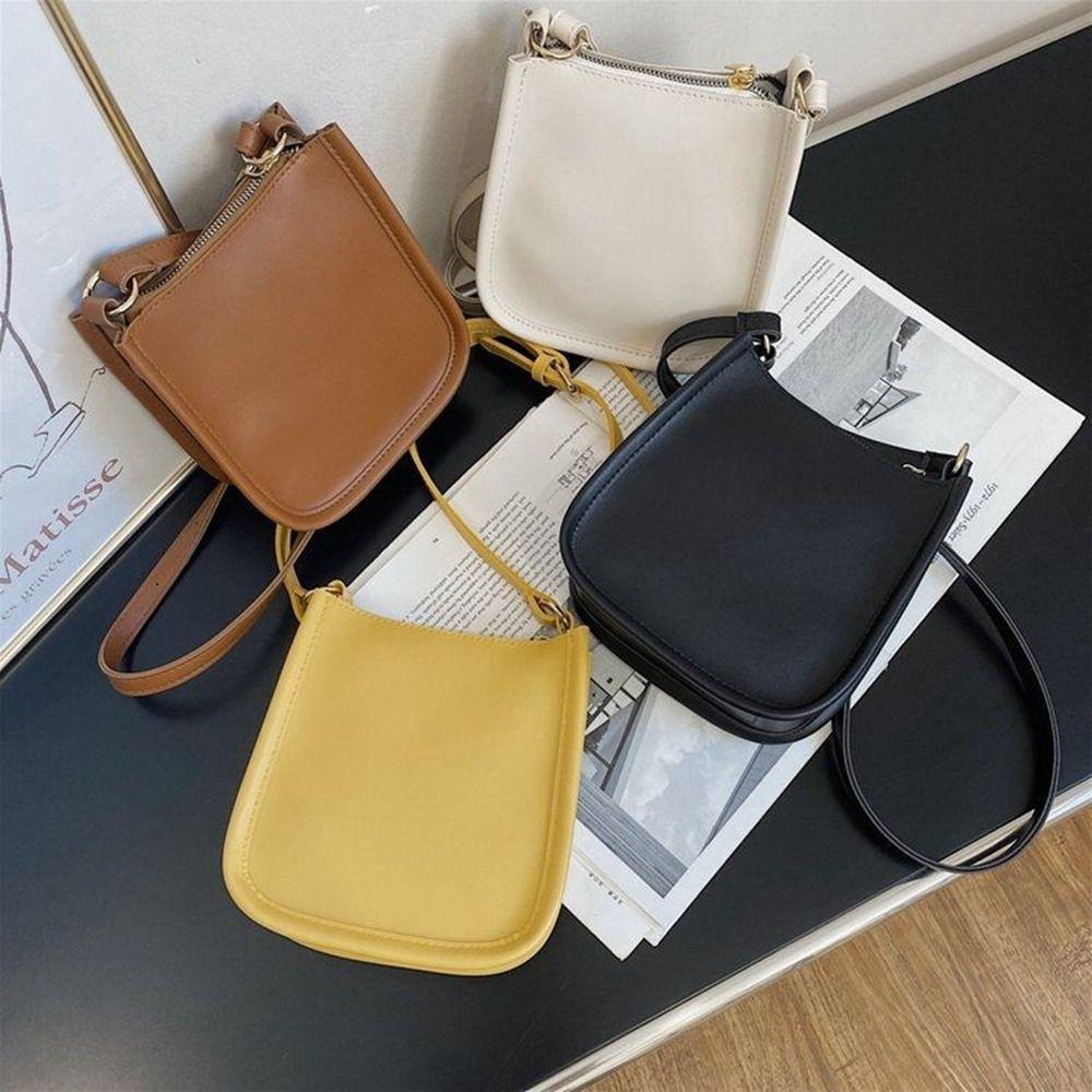 White Shoulder Bag Pu Leather Crossbody Bag Simple Small Square Bag  Outdoor