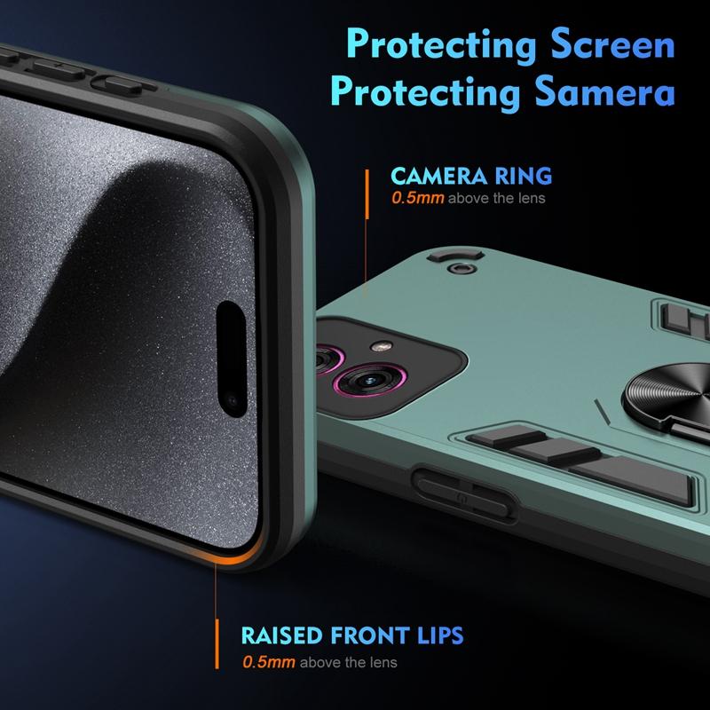 Shockproof Armor Lens Protector Case For Motorola Moto G35 G45 G55 G85 5G Magnetic Metal Ring Holder Back Cover