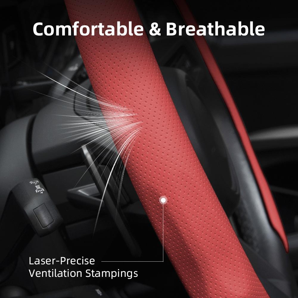 Suitable for Citroen Perforated Leather Steering Wheel Cover C3 C4 X Berlingo C5 Aircross Jumper SpaceTourer Ami X Red Black