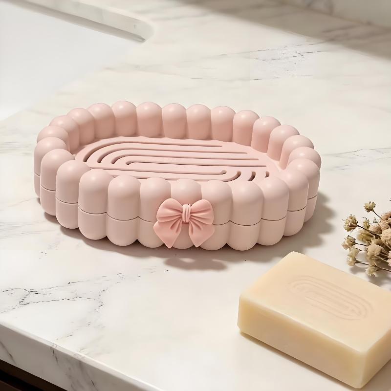 Ins High-End Feel Soap Box, Bathroom Drain Soap Box, Household Non Perforated Countertop Soap Storage Rack