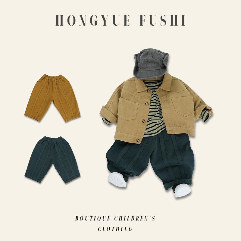 

Streetwear Cargo Pants: Boy s & Girl s Straight-Leg Spring/Autumn Mori Style 2025 90 cm темно-зелений колір