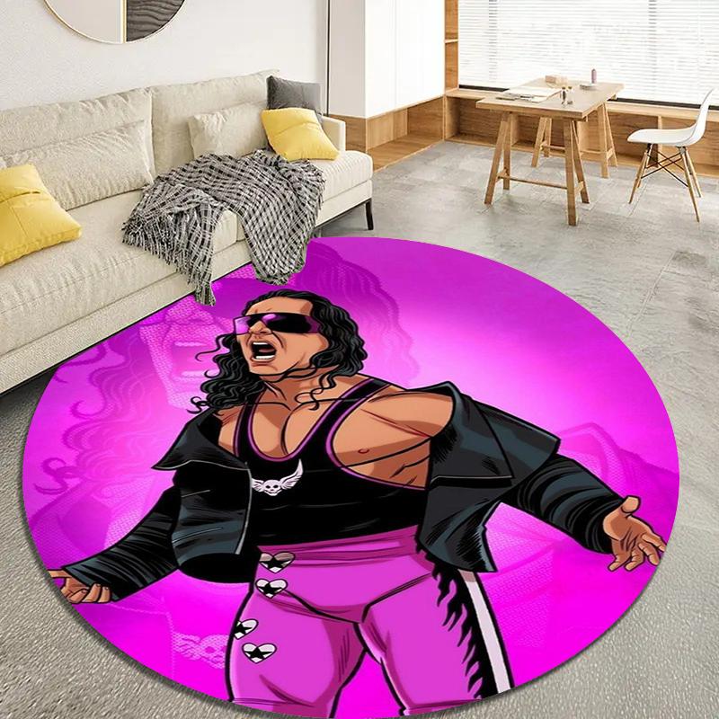 Bret Hart Round Area Rug,Carpet Rug for Living Room Bedroom Sofa Playroom Decor,Non-slip Floor Mat40