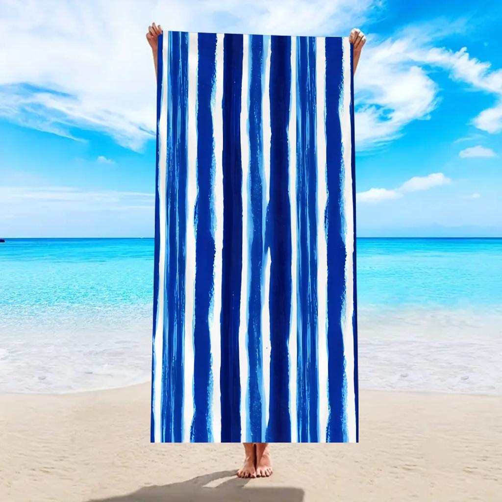 Green striped beach towel, simple and fresh towel blanket, absorbent quick drying beach pool towel