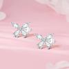Seria Kwiatowa Kolczyki Sztyfty ze Srebra Próby 925 Motyl Fiołek Stokrotka Koniczyna Szczęście Romantyczna Biżuteria Ślubna Kolczyki z Kamieniem Cyrkonowym