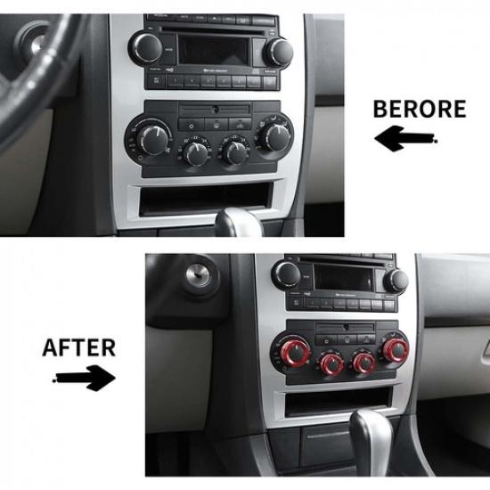 4x Red climate control Switch Knob Trim Cover Accessories for Chrysler 300 04-10
