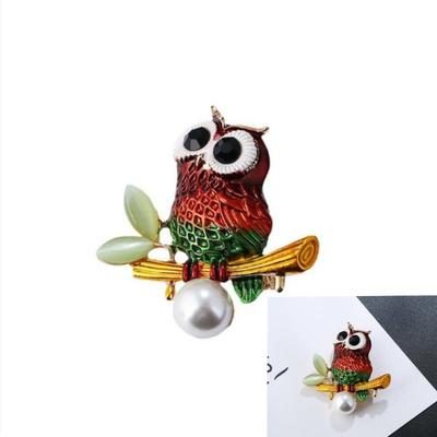 Vintage Exquisite Cartoon Owl Pearl Brooch  Temperament Animal Corsage Pins Versatile Jewelry Clothing Accessories Gifts