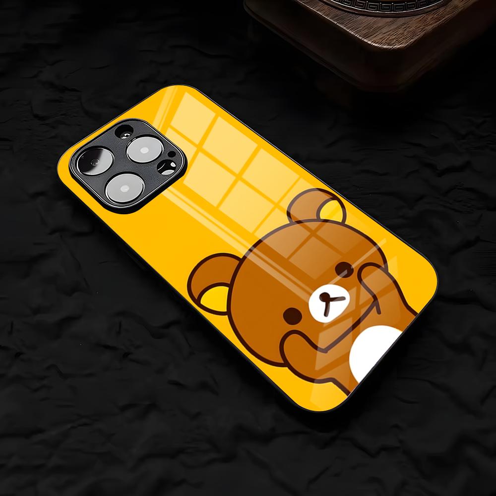 Cute R-RilakkumaS Phone Case For IPhone 17 Air 16 E Pro Max 15 14 13 Mini 12 Pro 11 Max Plus Black Glass Cover