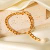 Euro-American Style 18K Gold Stainless Steel Figaro Chain Anklet with Freshwater Pearl Pendant, Titanium Steel Jewelry