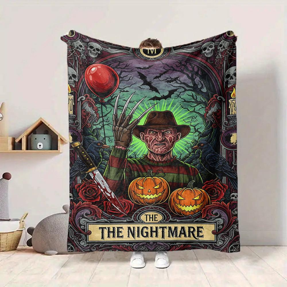 1pc A Nightmare on Elm Street Flannel Throw Blanket - HD Printed Lightweight Soft Warm All-Season Blanket for Sofa, Bed, Travel, Camping 071