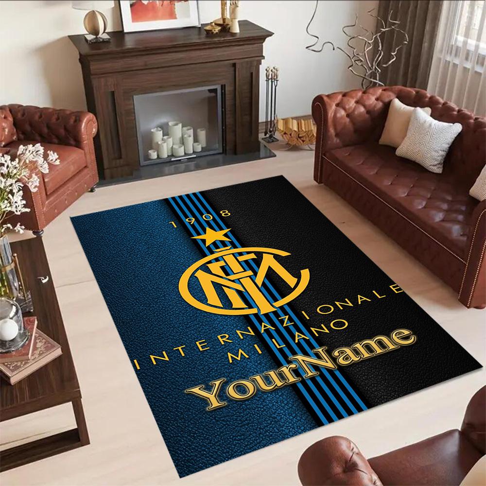 Inter Milan Personalized Name Carpet Perfect for Entryway Study room Foyer Hallway Antislip Carpet Anime Office Decor Perfect Gift for Friends & Famil
