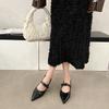 Shallow Autumn Metal Buckle Versatile 2025 Pointed Flat Bottom Women's Shoes Xiaoxiang New Soft Mary Jane Single Shoes Women's Leather