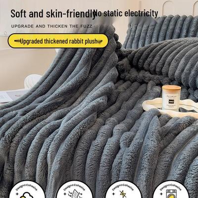 Rabbit Plush Multi-Functional Fleece Nap Blanket – Coral Fleece Throw for Winter