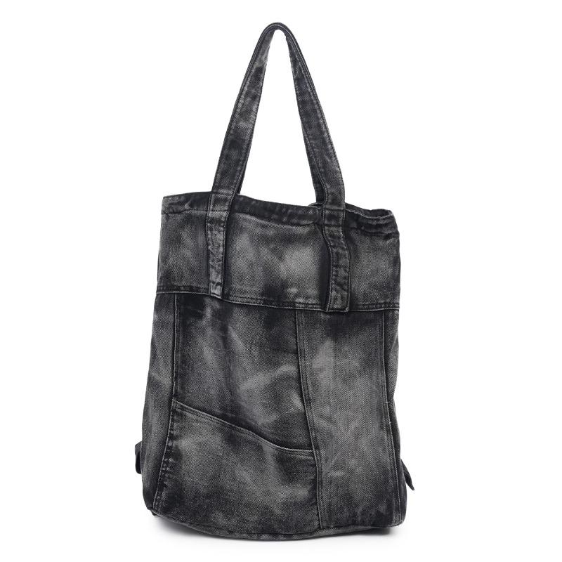 New Zipper Solid Color Denim Casual Youth Backpacks Interior Compartment Simple Handbags On Sale Large Capacity Women's Bags