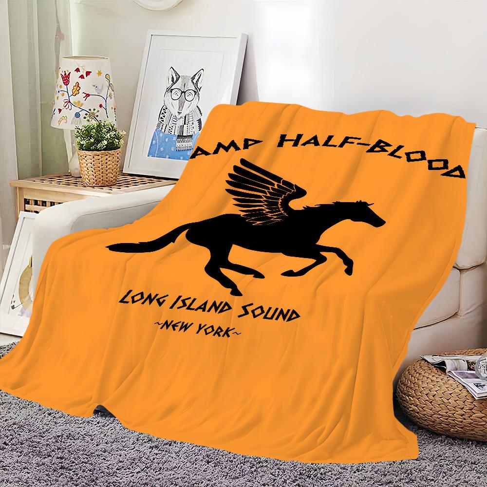 P-Percy J-Jackson Camp Half-Blood Blanket Flannel warm comfort soft plush blanket For Picnic Beds Sofas Homes And Bedrooms