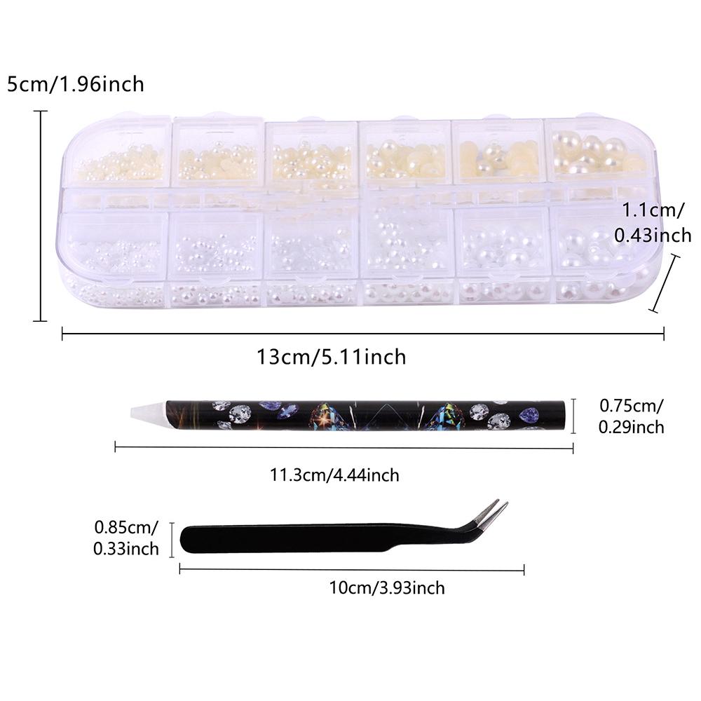 Mini Pearl Nail Art Kit - Rhinestones, Studs, Charms for DIY Nail Design, Manicure Decoration Accessories Set