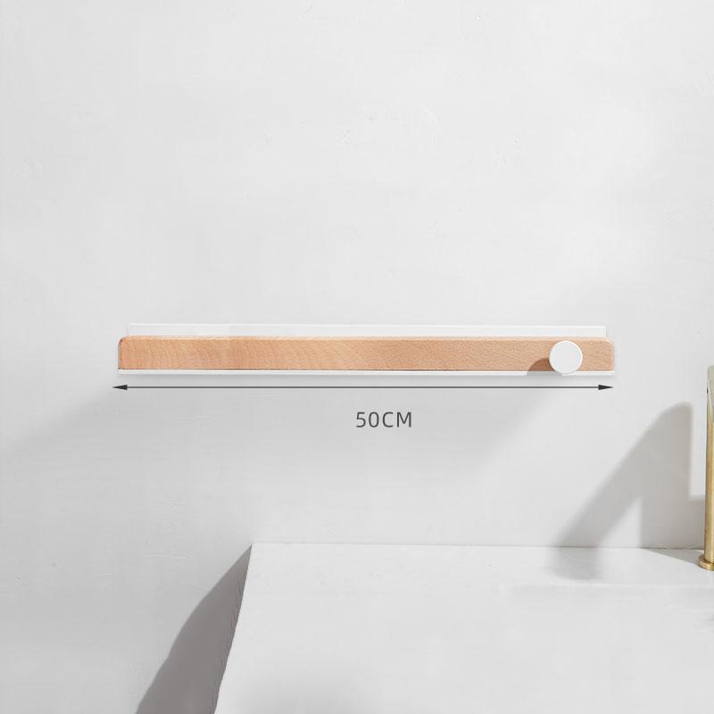 White Aluminum Bathroom Shelf Solid Wood Shower Storage Shelf Wall-mounted Toilet Shower Holder Rack Bathroom Accessories