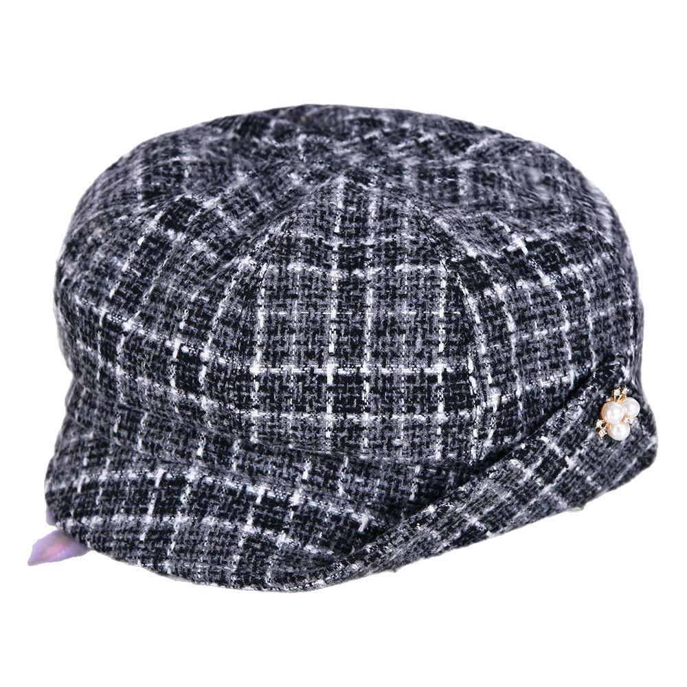 Octagonal Hat With Detachable Short Wavy Wig For Middleaged Women In Spring And Fall Seasons