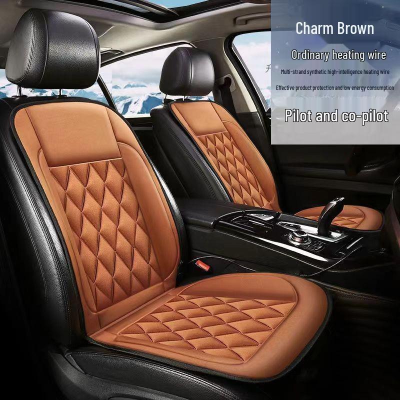 12V Heated Car Seat Cushion with Backrest - Warm Seat Cover for Autumn and Winter