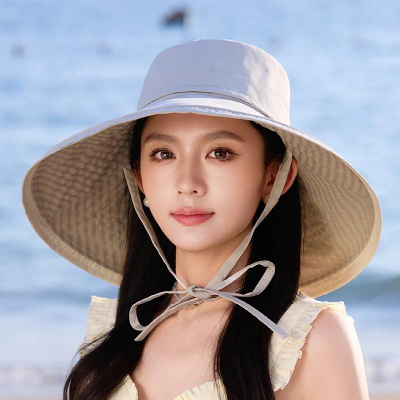 Uv Protection Bucket Hat For Women With Large Brim Sun Shield Summer Beach Outdoor Accessory