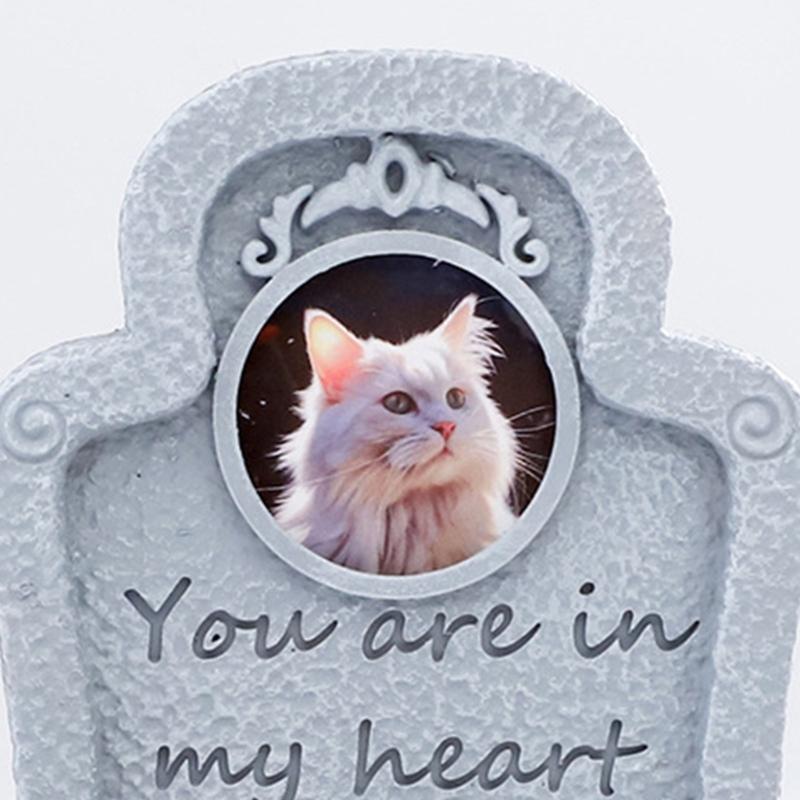 Pet Memorial Headstones Resin Tombstone for Garden Cemetery with Engraved Word Pet Loss Gravestones Garden Pet Monuments