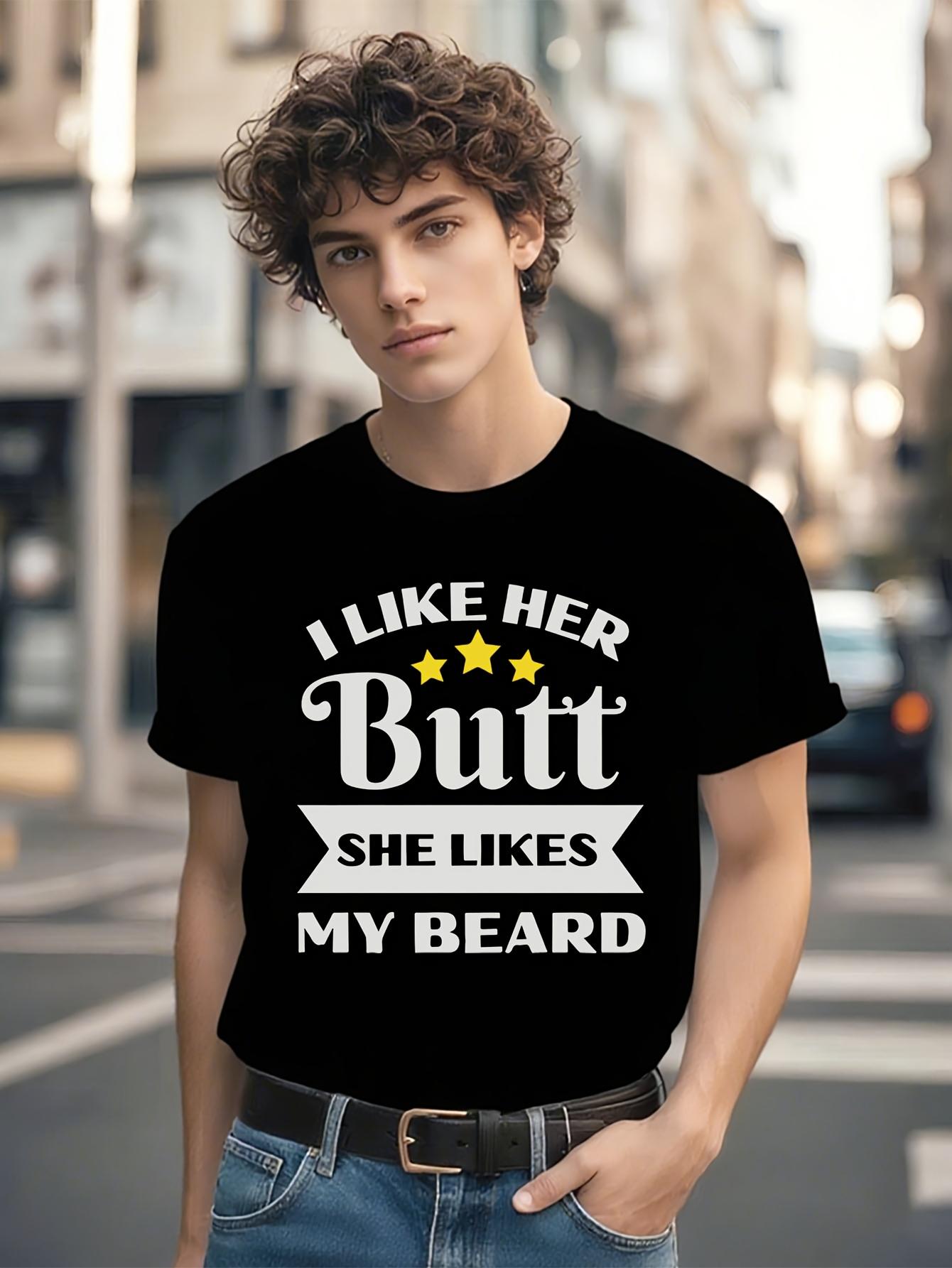 Funny Tshirt Funny Beard Lover Slogan Tshirt - I Like Her... M