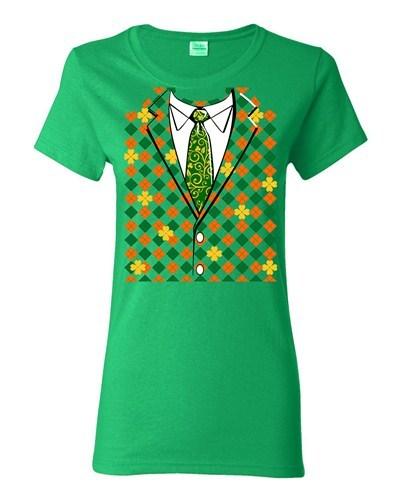 Ladies St. Patrick's Shamrock Costume Suit Shirt Funny DT T-Shirt Tee Unisex T-Shirt