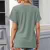 Women's Blouse Spring Summer Solid Color V-neck Folded Sleeves Ladies Top