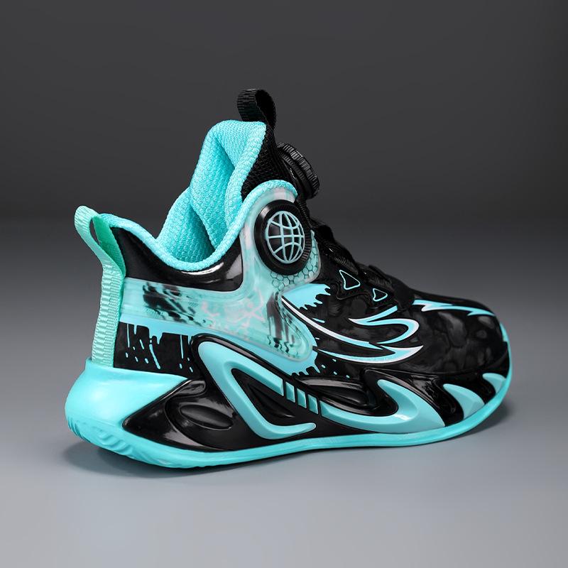 New Autumn Boys' Leather Basketball and Training Shoes for Primary Students, Trendy Design.