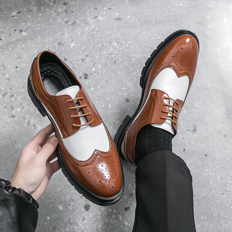 Business Men Brock Leather Shoes British Lace-up Business Office Brand Leather Shoes American Social Leather Shoes Sizes 38-46