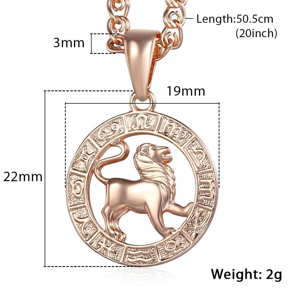 Women's Zodiac Sign Pendant 12 Constellation Charm 585 Rose Gold Necklace Aries Leo Scorpio 3mm Snail Jewelry