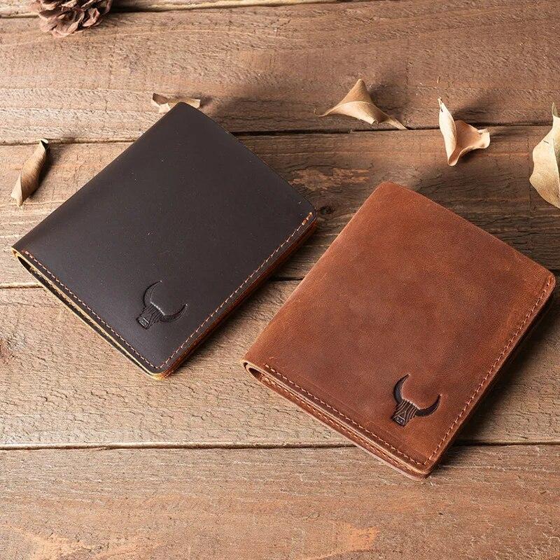 Handgefertigte Geldbörse aus Vollnarbenleder mit Münzfach für Männer, reines Leder, Brieftasche aus Rindsleder, beste Geldbörse für Männer