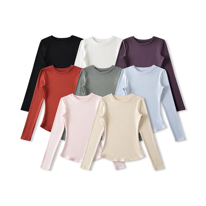 Spicy Girl Versatile Long-Sleeve Women's T-Shirt - Spring/Autumn, Comfortable Base Layer, Round Neck, Slim Fit
