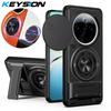 KEYSION Magnetic Phone Case for IQOO Z10 5G Slide Camera Protection Upright Kickstand 360° Ring Shockproof Cover for IQOO Z10