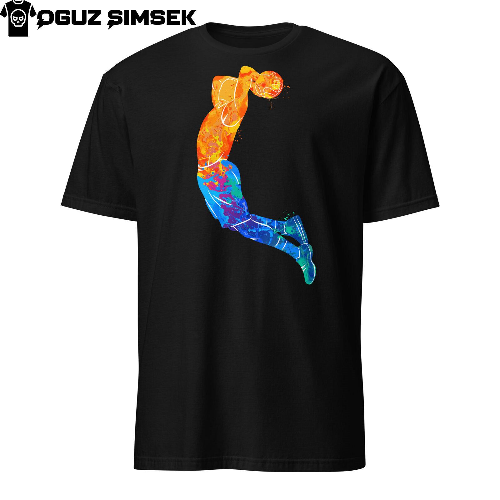 Abstract Colorful Silhouette Basketball Player with Ball Sport Design T-Shirt Mens Womens Tees Top S