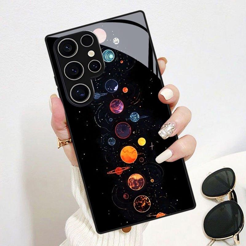 Phone Case Glass TPU PhoneCase for Samsung Galaxy S26 S25 S24 S23 S22 S21 FE Ultra Plus Dropresistant Cosmic Planets