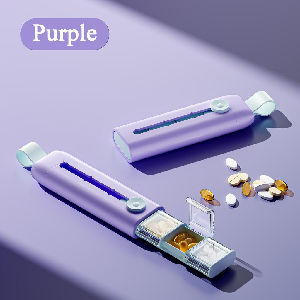 Caixa de Pílulas Moderna Minimalista com 3 Compartimentos ABS+PC Silicone à Prova de Poeira Portátil Organizador de Medicamentos de Viagem para Armazenamento Diário de Medicamentos