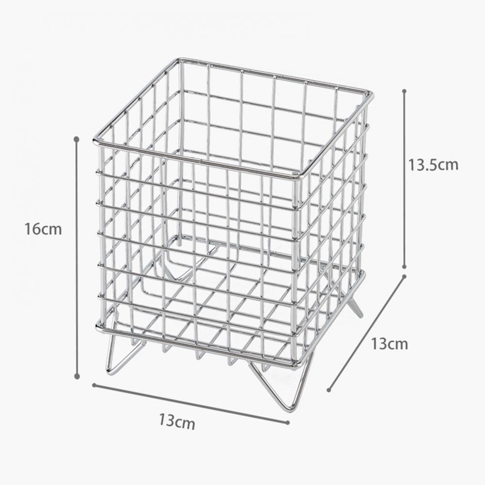 Iron Storage Rack Hollow Out Stainless Iron Wire Mesh Storage Basket Home Office Bathroom Desktop Case Organizer