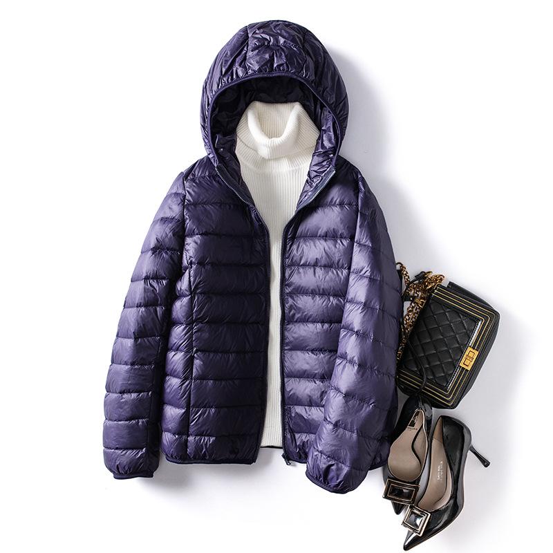 2026 Autumn/Winter Women's Plus Size Korean Slim Fit Lightweight Down Hooded Jacket