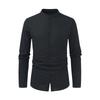 Men's Casual Fashion Long Sleeve Shirt Men's Solid Color Cotton Linen Stand Collar Button Long Sleeve Shirt