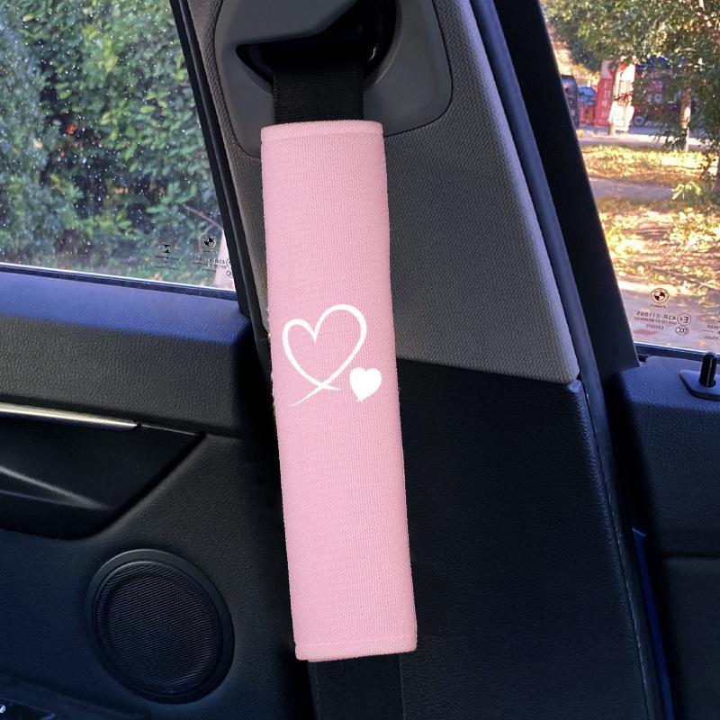 Heart Embroidered Car Seat Belt Shoulder Pads 1/2PCS Soft Breathable Non-slip for Daily Driving Short Trip