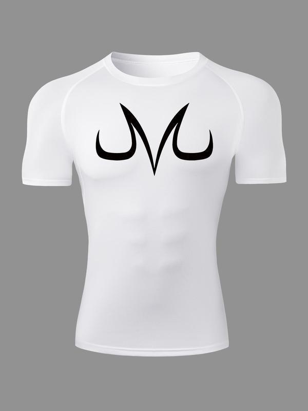 2D printed T-shirt men's summer two-piece sportswear running T-shirt elastic quick-drying sports top sports fitness shirt men's