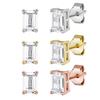 Elegant Crystals Rhinestones Ear Studs Square Gemstones Fashion Accessory Sturdy Brass Metal for Women