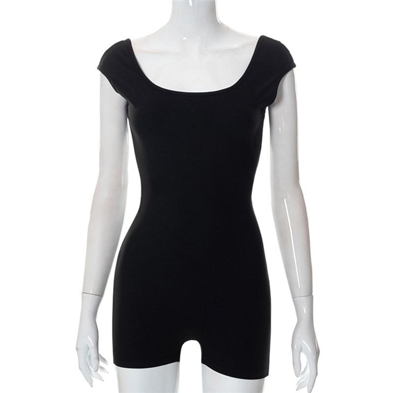 

Европейский и американский стиль, облегающий комбинезон с шортами на бедрах и открытой спиной Black S