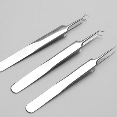 3pcs Useful Stainless Steel Straight Bend Curved Blackhead Acne Clip Tweezer Pimple Kit Face Cleaner